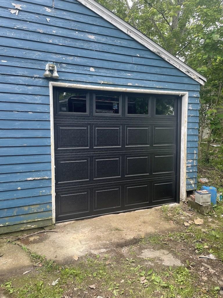 Short Panel Black Garage Door